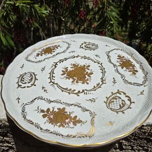 Jean Pouyat Limoges Company Antique Hand Painted Porcelain Serving Plate Tray Lg